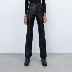 Zara leather flare pants